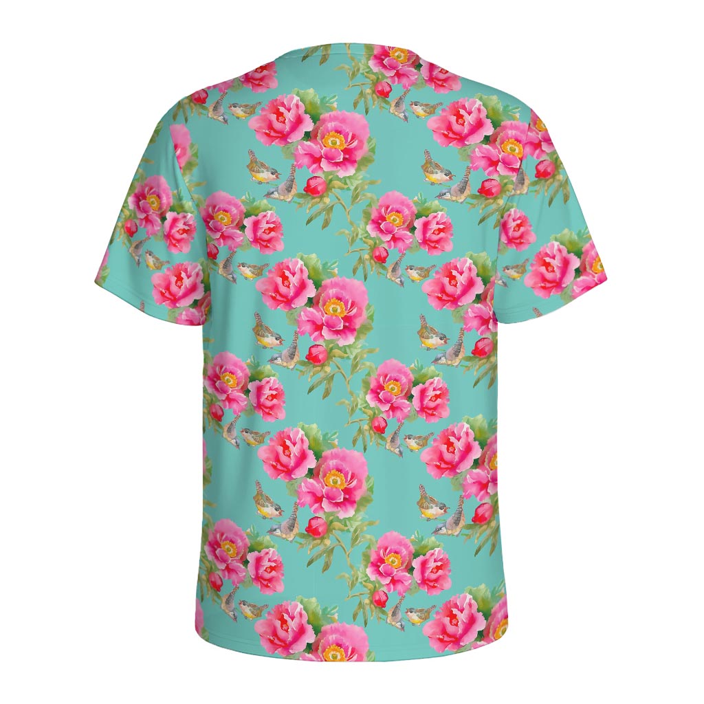 Bird Pink Floral Flower Pattern Print Men's Sports T-Shirt