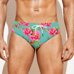 Bird Pink Floral Flower Pattern Print Men's Swim Briefs