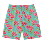 Bird Pink Floral Flower Pattern Print Men's Swim Trunks