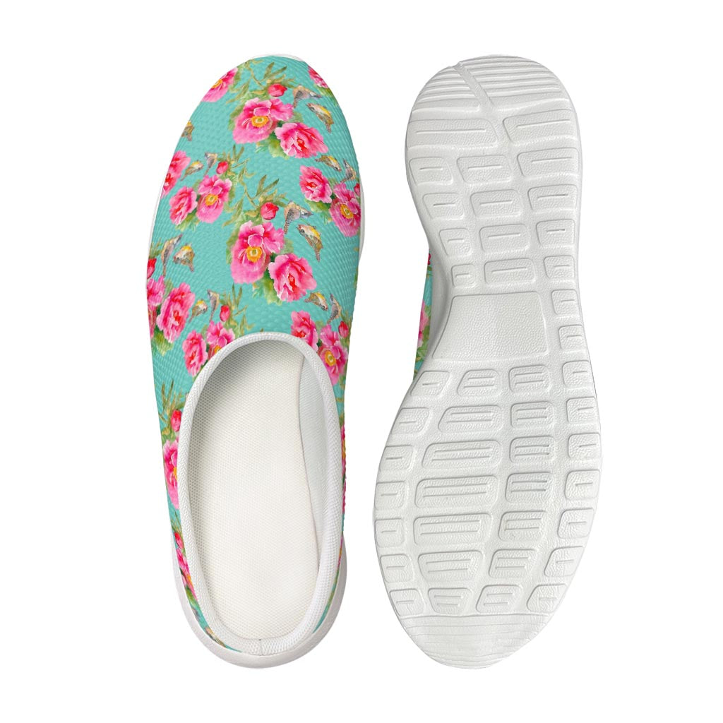 Bird Pink Floral Flower Pattern Print Mesh Casual Shoes