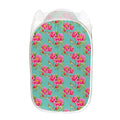 Bird Pink Floral Flower Pattern Print Mesh Laundry Hamper