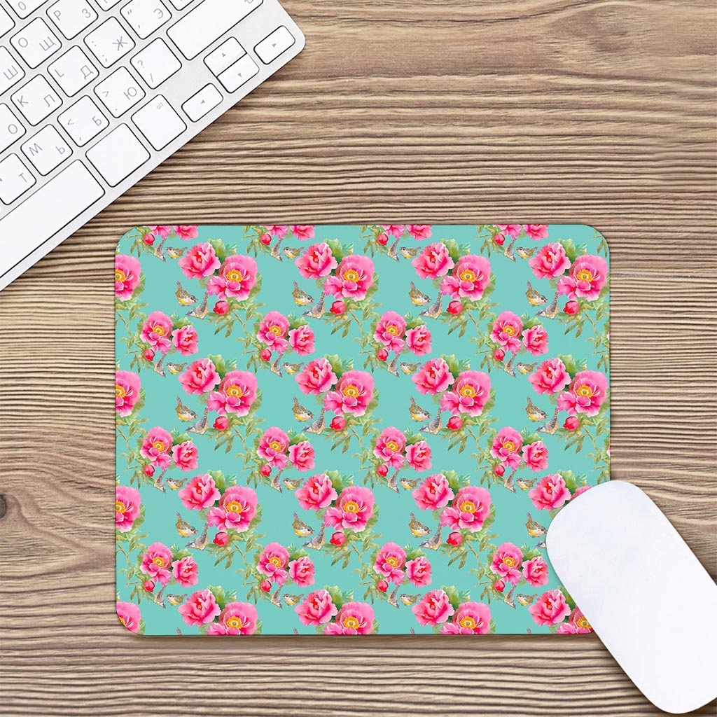 Bird Pink Floral Flower Pattern Print Mouse Pad