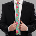 Bird Pink Floral Flower Pattern Print Necktie