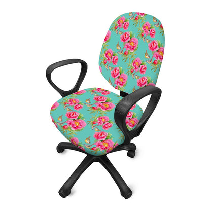 Bird Pink Floral Flower Pattern Print Office Chair Cover