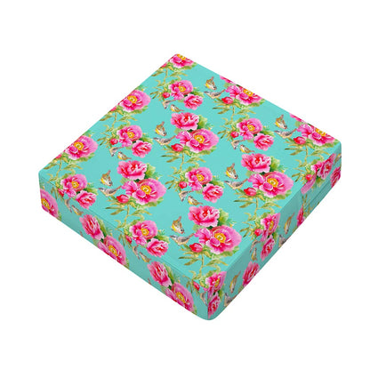 Bird Pink Floral Flower Pattern Print Outdoor Seat Cushion Cover