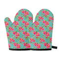 Bird Pink Floral Flower Pattern Print Oven Mitts