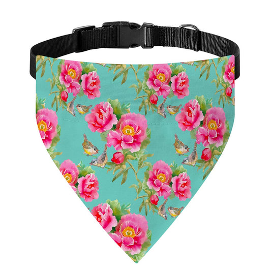 Bird Pink Floral Flower Pattern Print Over The Collar Dog Bandana