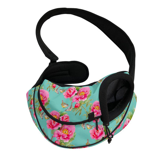Bird Pink Floral Flower Pattern Print Pet Sling Carrier