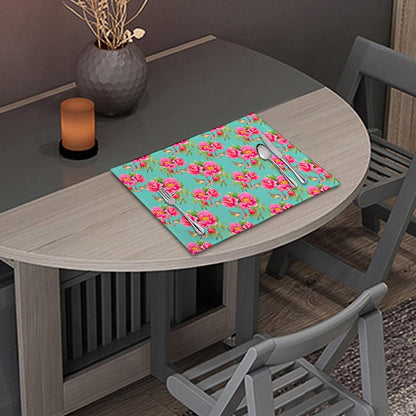 Bird Pink Floral Flower Pattern Print Placemat