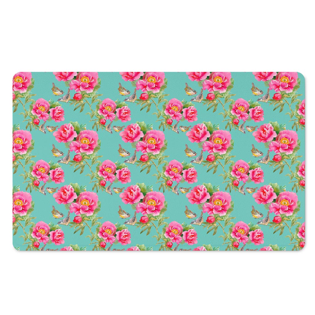 Bird Pink Floral Flower Pattern Print Polyester Doormat