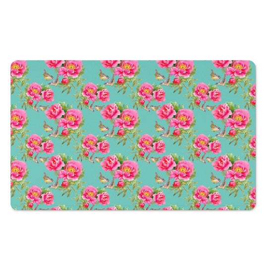Bird Pink Floral Flower Pattern Print Polyester Doormat