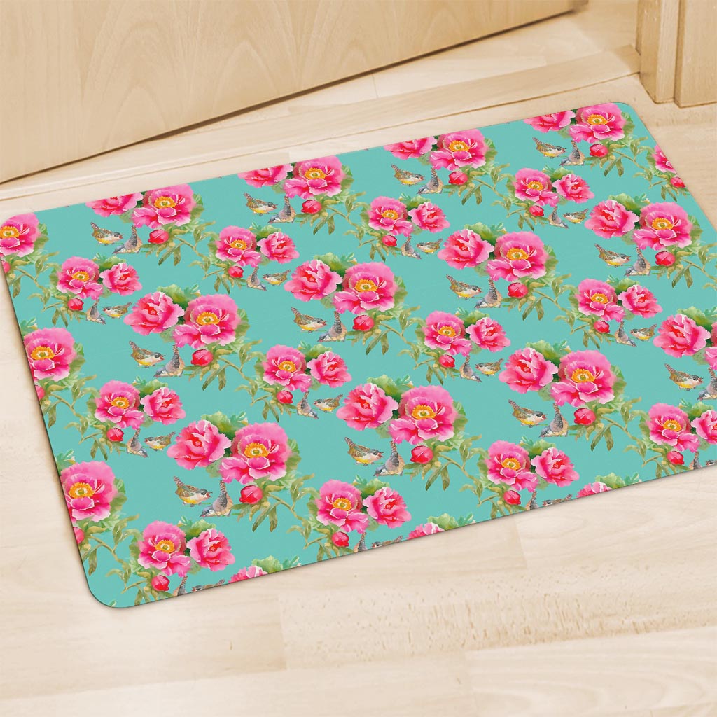 Bird Pink Floral Flower Pattern Print Polyester Doormat