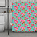 Bird Pink Floral Flower Pattern Print Polyester Shower Curtain