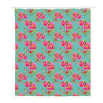 Bird Pink Floral Flower Pattern Print Polyester Shower Curtain