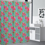 Bird Pink Floral Flower Pattern Print Premium Shower Curtain