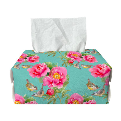 Bird Pink Floral Flower Pattern Print Rectangle Tissue Box Cover