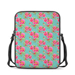 Bird Pink Floral Flower Pattern Print Rectangular Crossbody Bag