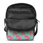 Bird Pink Floral Flower Pattern Print Rectangular Crossbody Bag