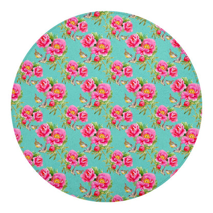 Bird Pink Floral Flower Pattern Print Round Blanket