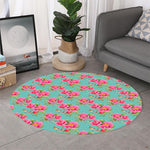 Bird Pink Floral Flower Pattern Print Round Rug