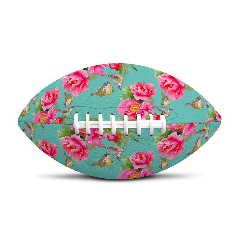 Bird Pink Floral Flower Pattern Print Rugby Ball