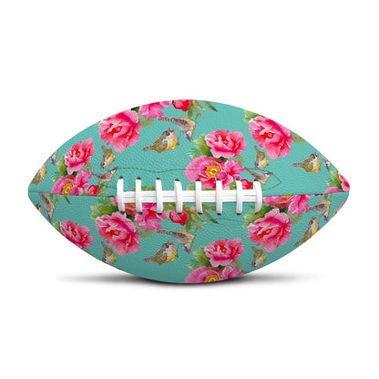 Bird Pink Floral Flower Pattern Print Rugby Ball