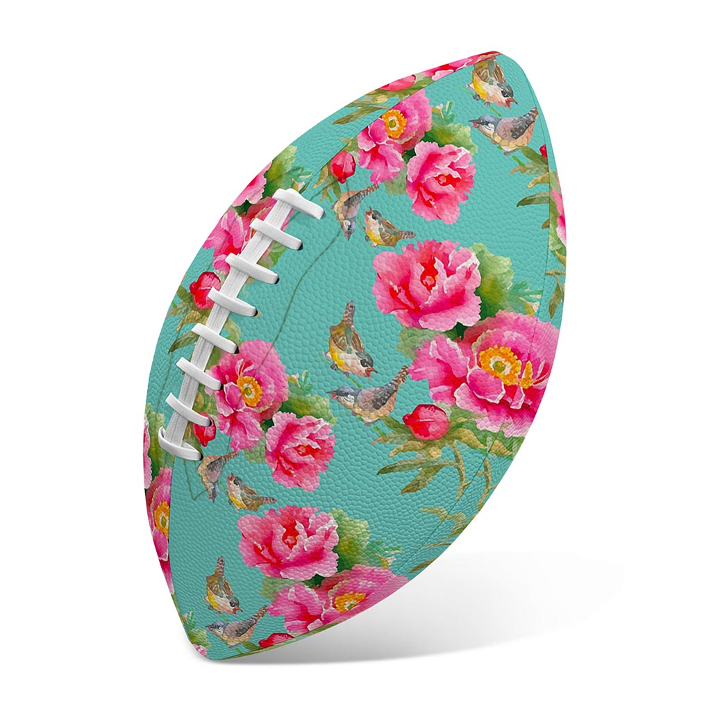 Bird Pink Floral Flower Pattern Print Rugby Ball