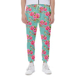 Bird Pink Floral Flower Pattern Print Scuba Joggers