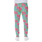 Bird Pink Floral Flower Pattern Print Scuba Joggers