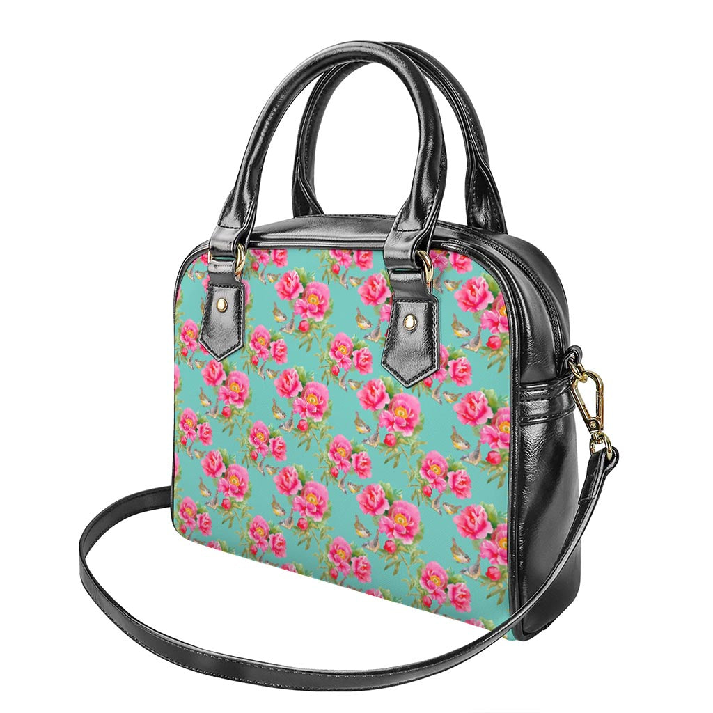 Bird Pink Floral Flower Pattern Print Shoulder Handbag