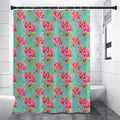 Bird Pink Floral Flower Pattern Print Shower Curtain