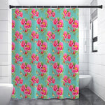 Bird Pink Floral Flower Pattern Print Shower Curtain