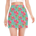Bird Pink Floral Flower Pattern Print Side Slit Mini Skirt