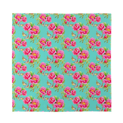 Bird Pink Floral Flower Pattern Print Silk Bandana