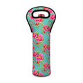 Bird Pink Floral Flower Pattern Print Single Neoprene Wine Tote