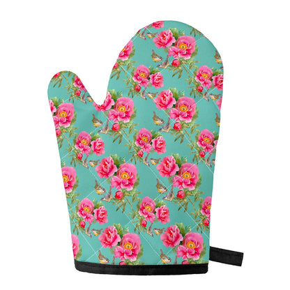 Bird Pink Floral Flower Pattern Print Single Oven Mitt