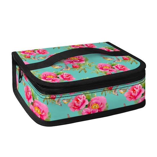 Bird Pink Floral Flower Pattern Print Small Lunch Bag