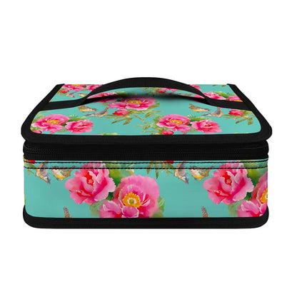 Bird Pink Floral Flower Pattern Print Small Lunch Bag