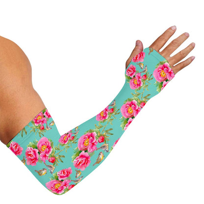 Bird Pink Floral Flower Pattern Print Sun Protection Arm Sleeves
