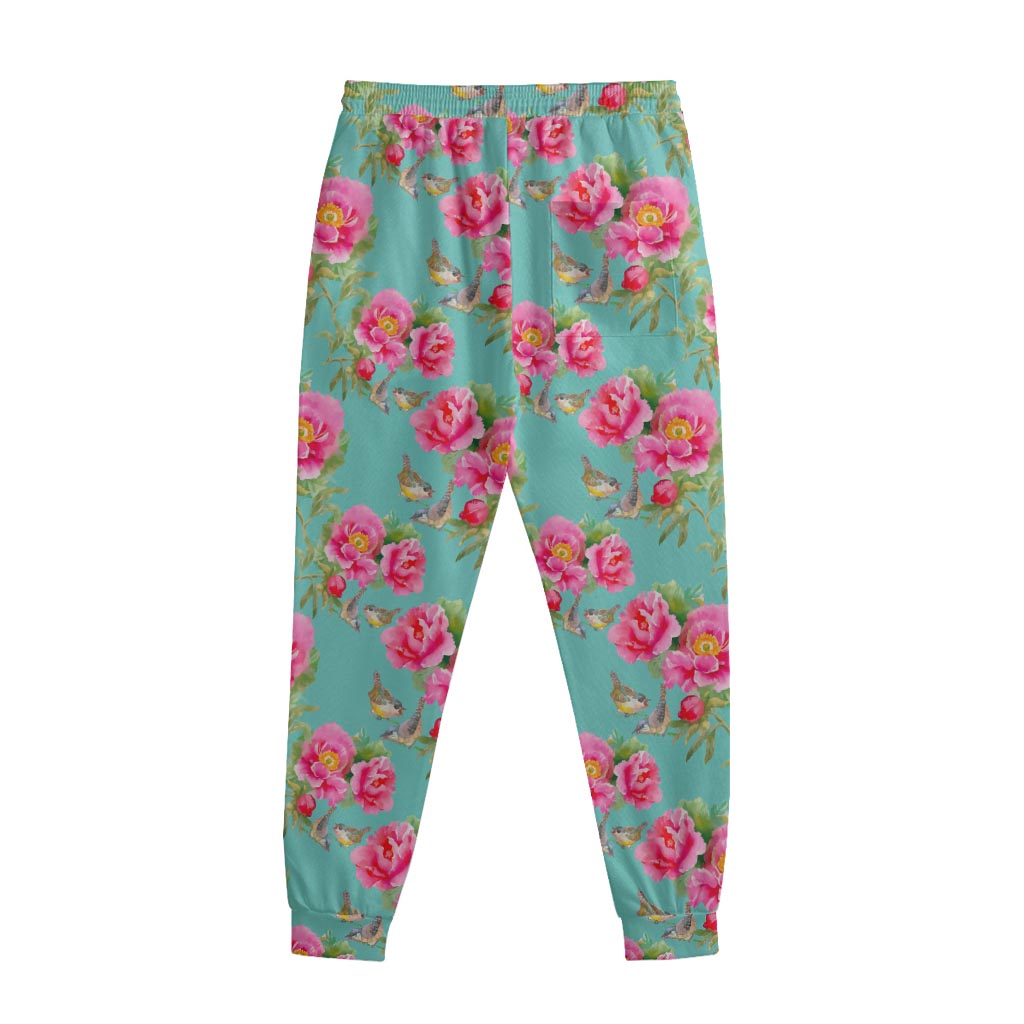 Bird Pink Floral Flower Pattern Print Sweatpants