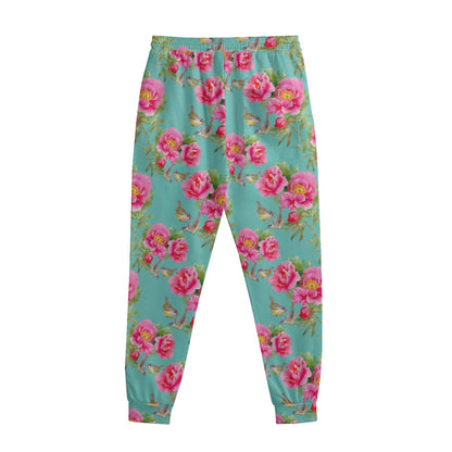 Bird Pink Floral Flower Pattern Print Sweatpants