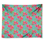 Bird Pink Floral Flower Pattern Print Tapestry