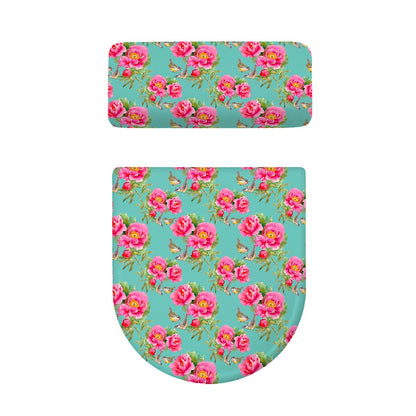 Bird Pink Floral Flower Pattern Print Toilet Lid And Tank Cover Set