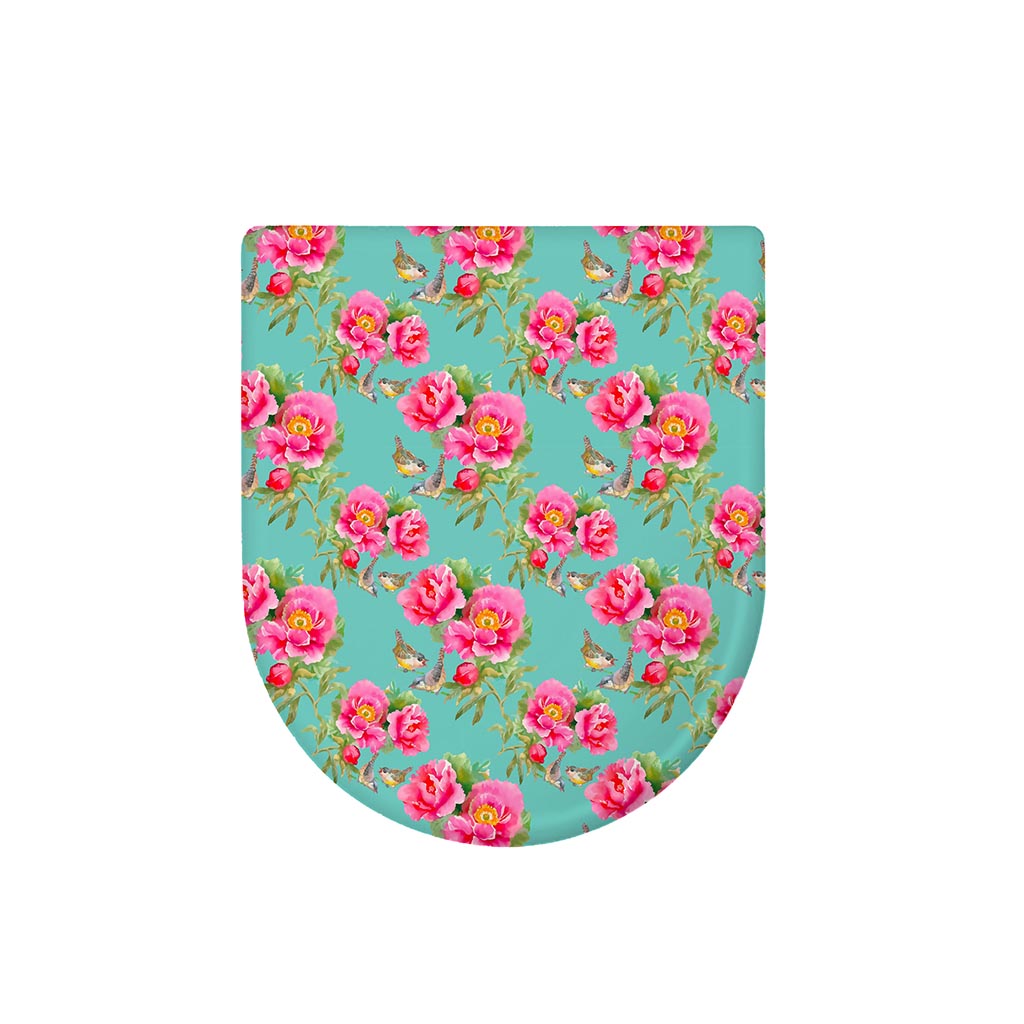 Bird Pink Floral Flower Pattern Print Toilet Lid Cover