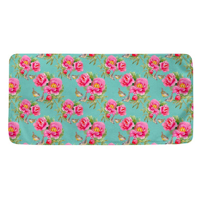 Bird Pink Floral Flower Pattern Print Towel