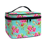 Bird Pink Floral Flower Pattern Print Travel Makeup Bag