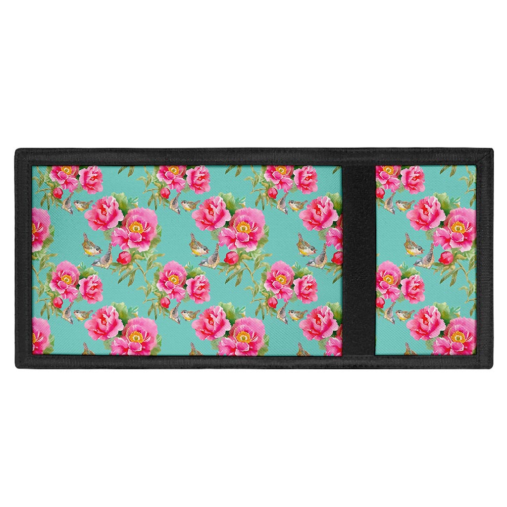 Bird Pink Floral Flower Pattern Print Trifold Wallet