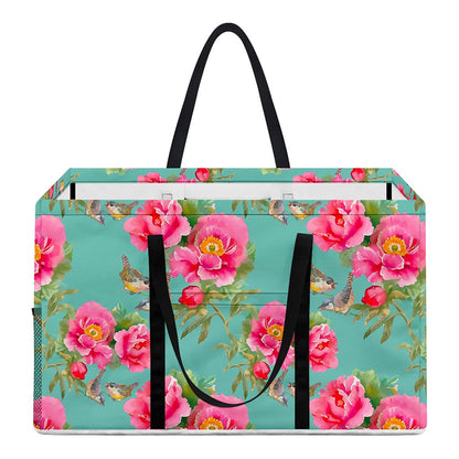 Bird Pink Floral Flower Pattern Print Utility Tote Bag