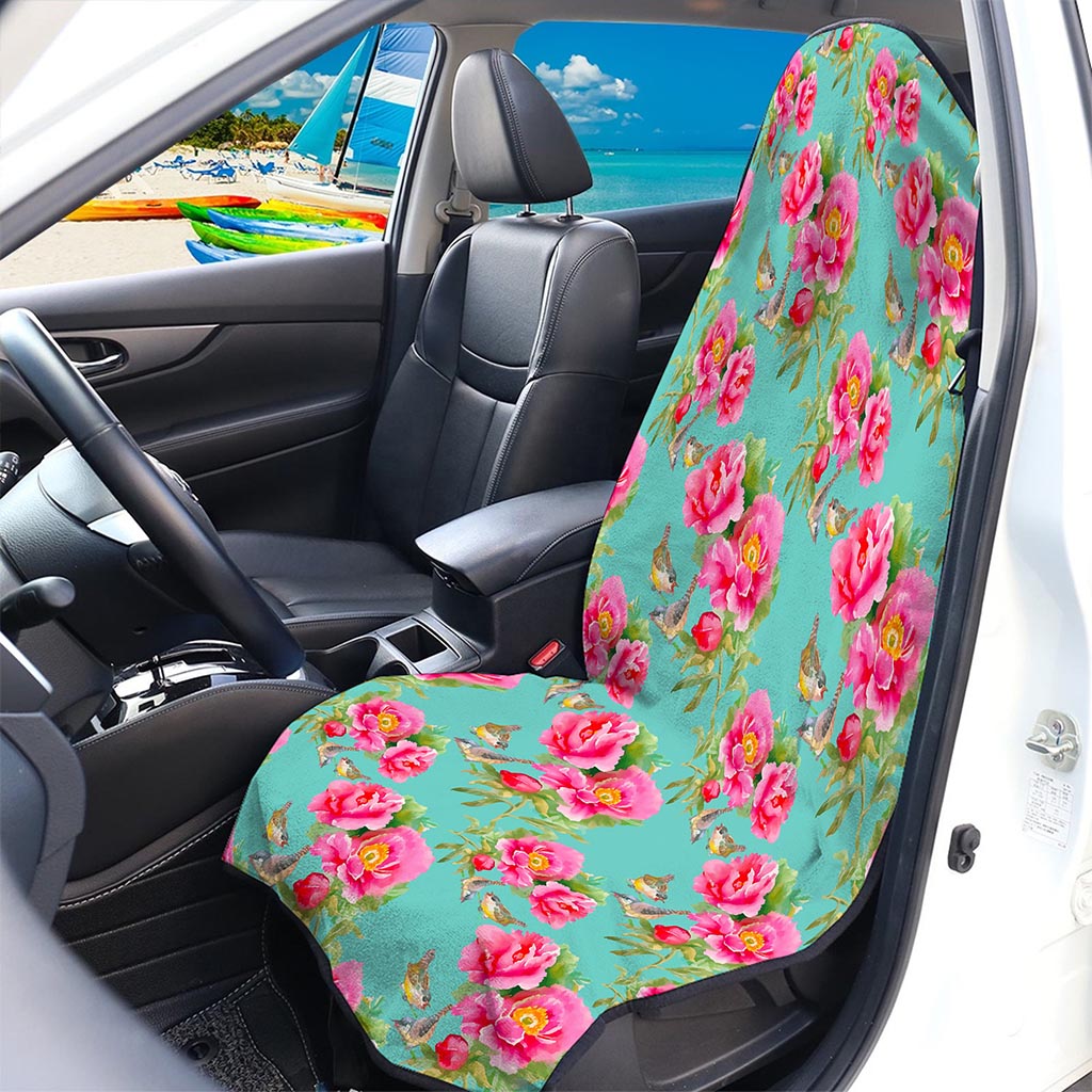Bird Pink Floral Flower Pattern Print Waterproof Car Seat Cover