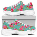 Bird Pink Floral Flower Pattern Print White Chunky Shoes